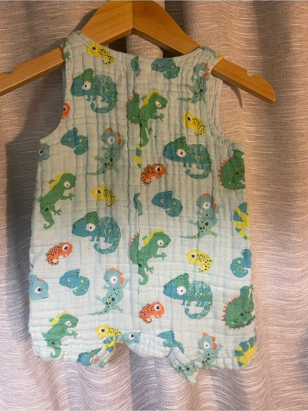 Baby/Toddler Green & Blue Animal Print Cotton Romper